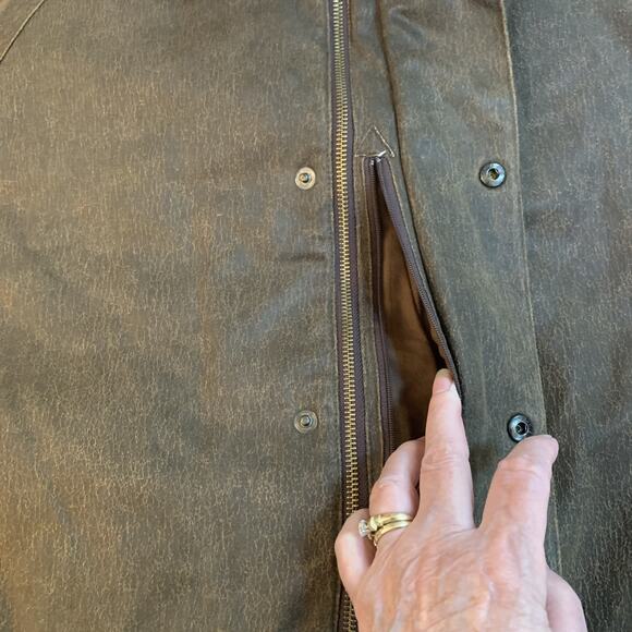 Barbour Weather Worked Beaufort Wax Jacket Mens Large Brown Chore Utility Coat - Picture 7 of 14